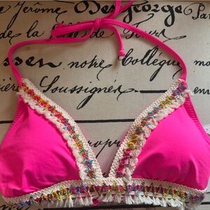 Becca by Rebecca Virtue Wayfarer Avery Halter Bikini Top Only Neon Pink PunchNWT